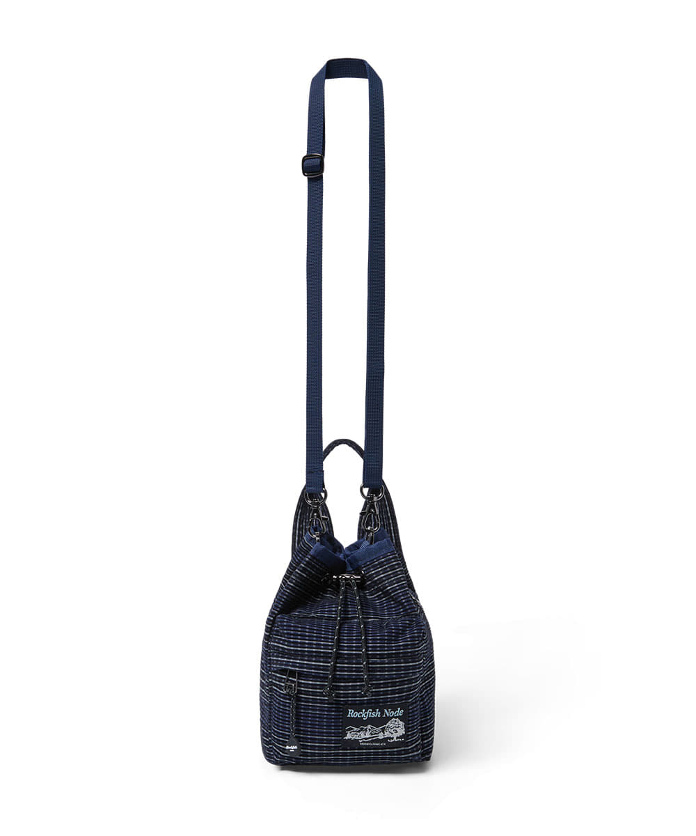 Rockfish Weatherwear CHECK DRAWSTRING MINI BAG Navy view 7