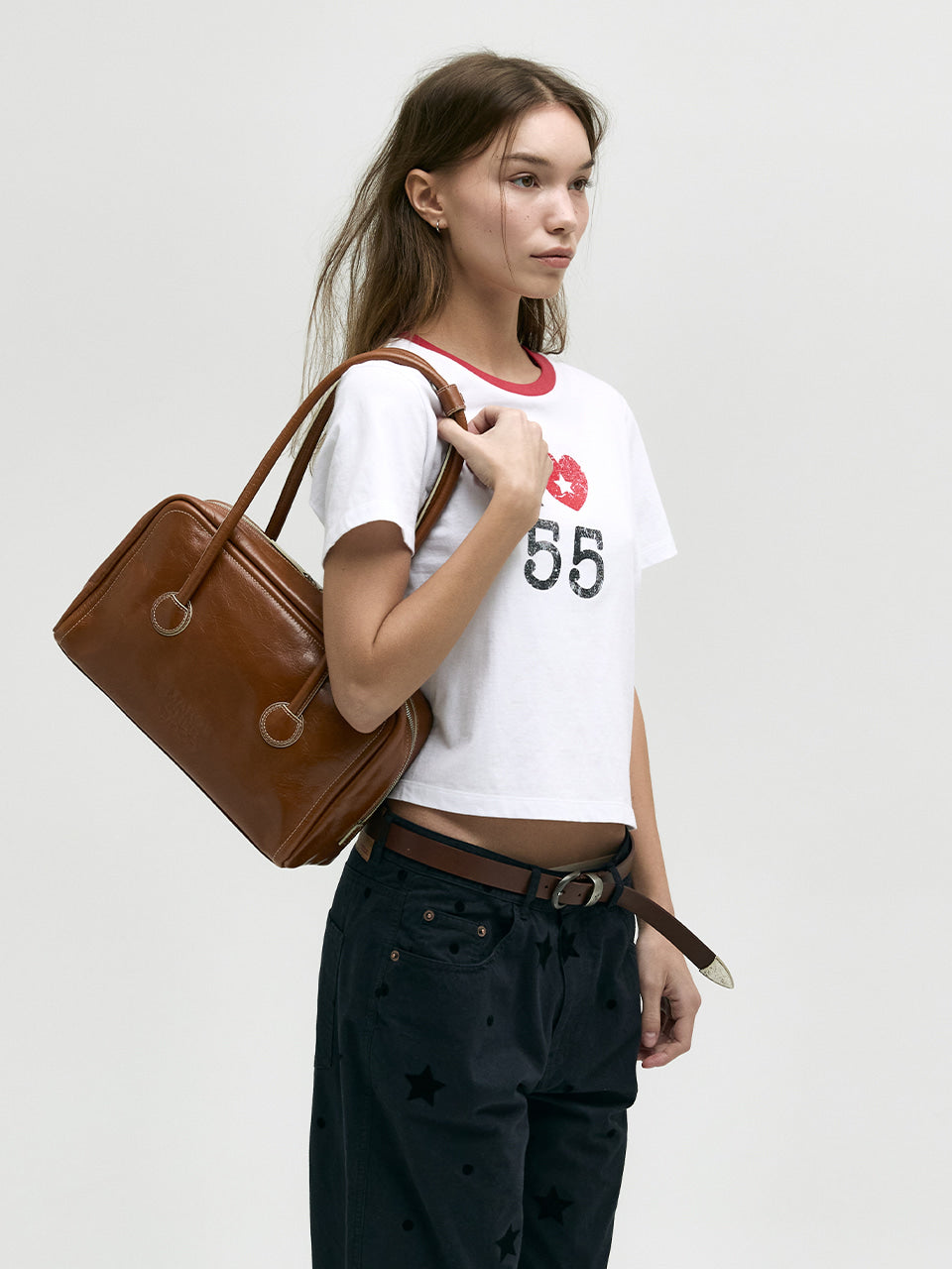 MARGESHERWOOD Soft Boston Bag - Brown Crinkle