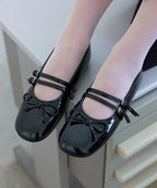 Rockfish Weatherwear Square Toe Two Strap Maryjanes Black worn seated