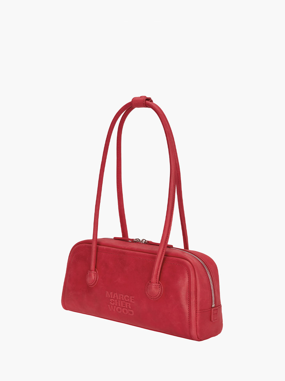 MARGESHERWOOD Soft Boston Ew Baguette Bag - Apple Red Leather