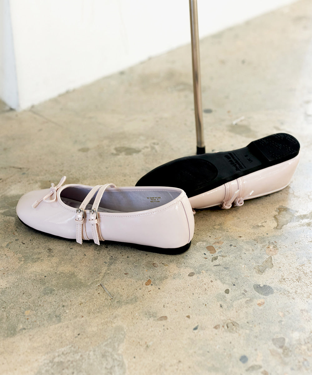 Rockfish Weatherwear Square Toe Two Strap Maryjanes Pink styled pair with sole