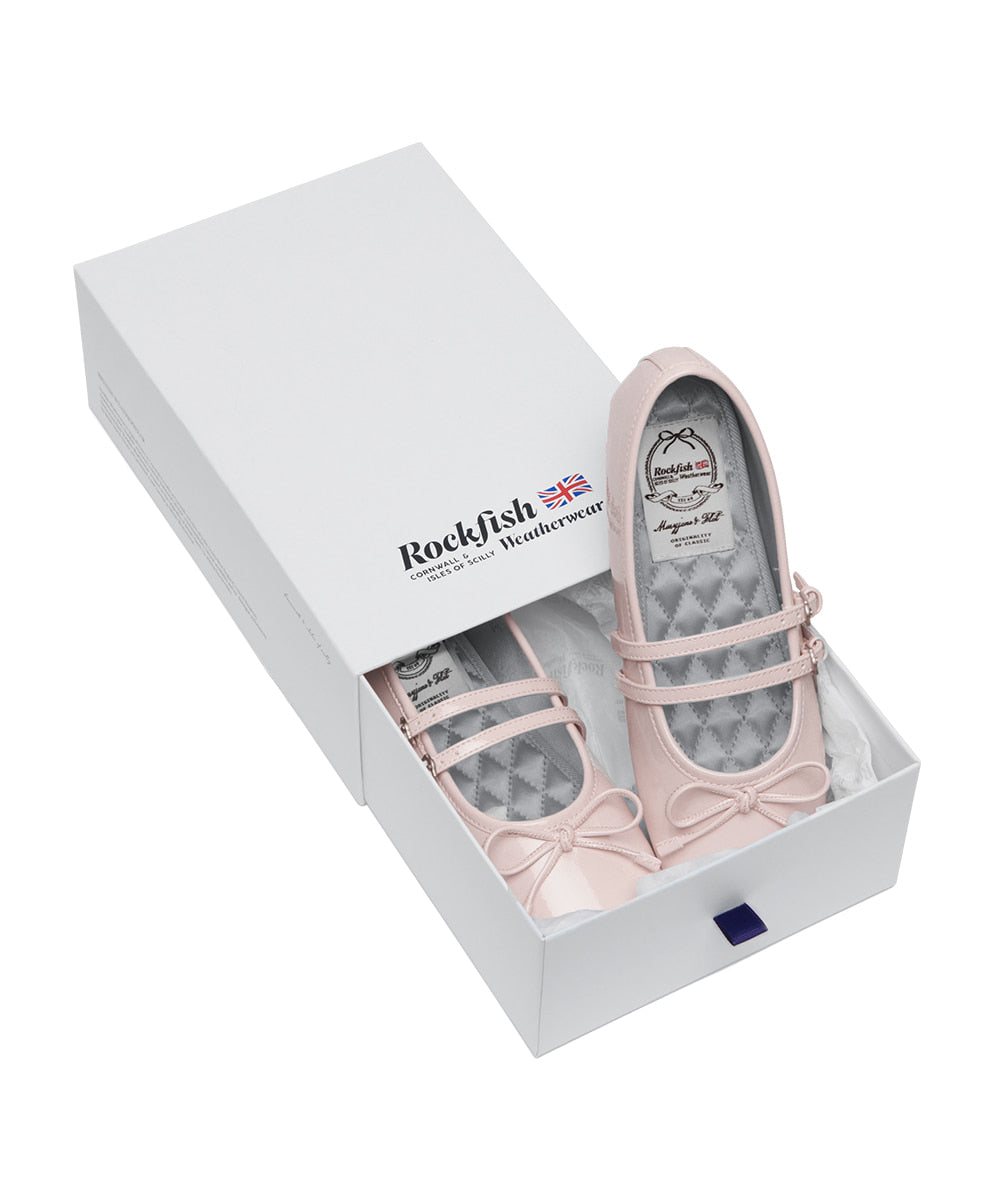 Rockfish Weatherwear Square Toe Two Strap Maryjanes Pink in shoe box