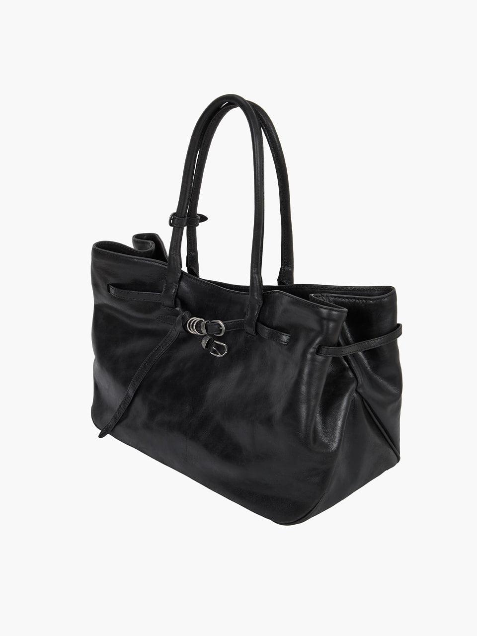 MARGESHERWOOD Grandma Used Bag Large - Black Pull-up Leather