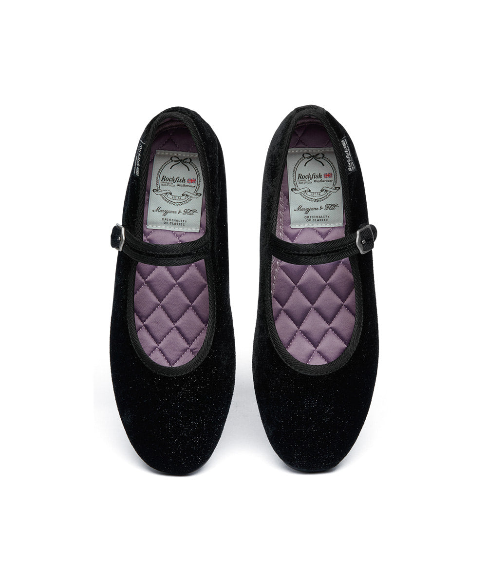 Rockfish Weatherwear Bella Quilted Maryjanes Glitter Black view 9