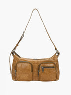 MARGESHERWOOD Outpocket Hobo Shoulder Bag Soft Camel Pull-Up Crinkle worn