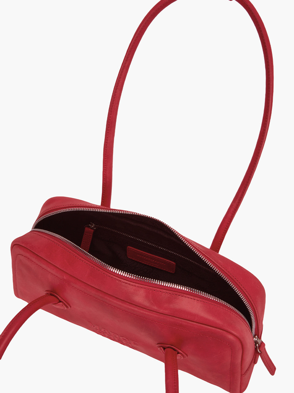 MARGESHERWOOD Soft Boston Ew Baguette Bag - Apple Red Leather