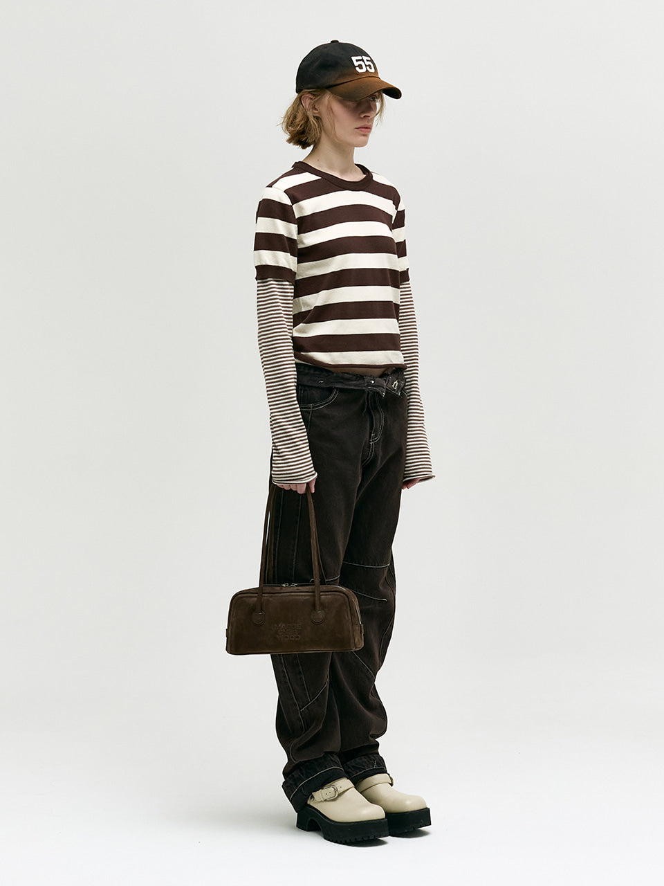 MARGESHERWOOD Soft Boston Ew Baguette Bag - Hush Nubuck