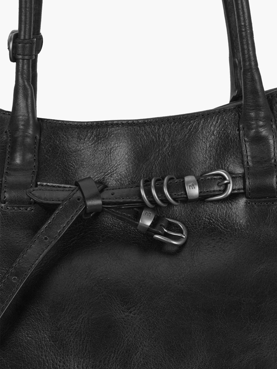 MARGESHERWOOD Grandma Used Bag XL - Black Pull-up Leather