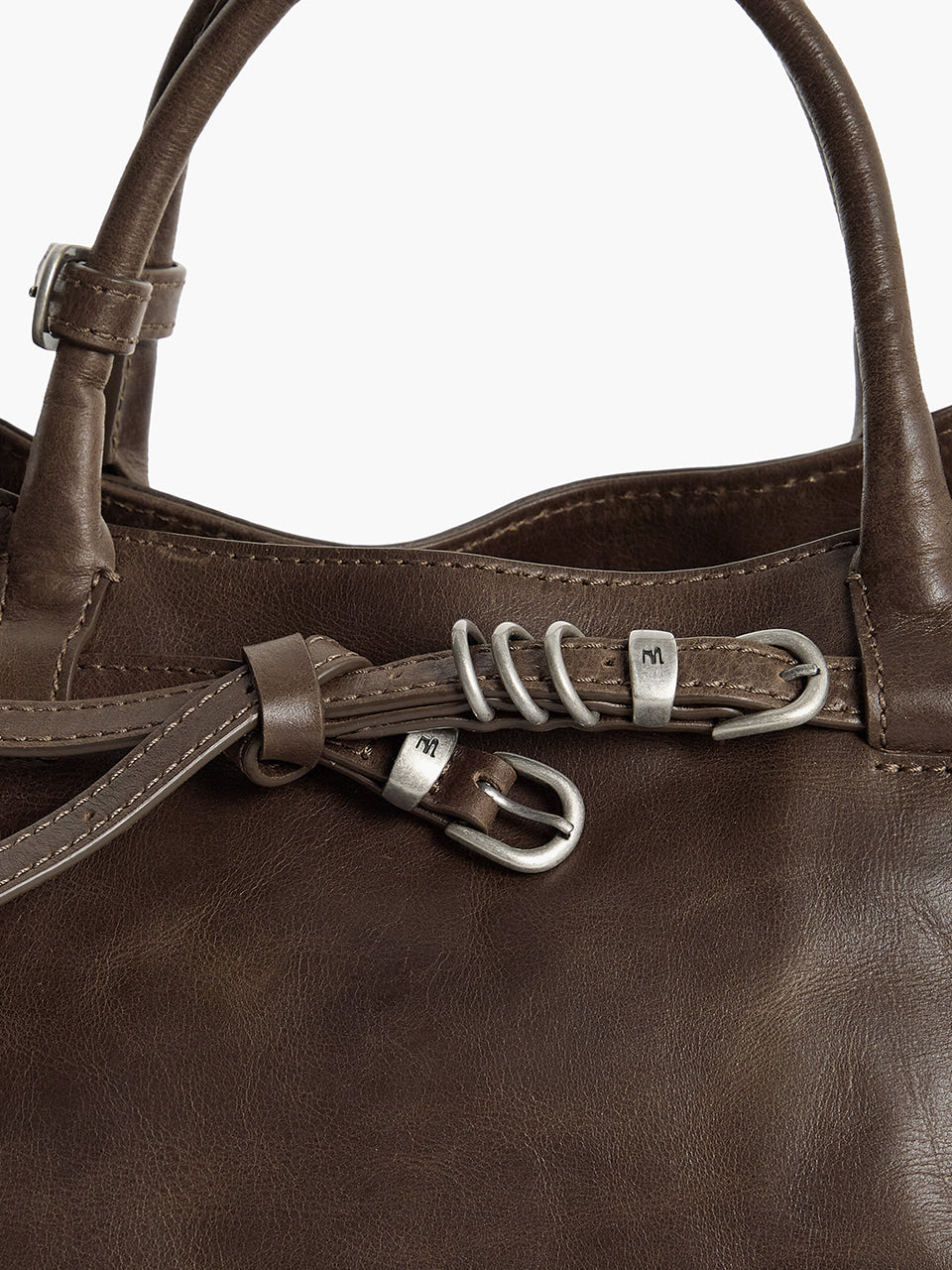 MARGESHERWOOD Grandma Used Bag - Washed Brown Pull-up Leather