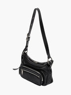 Marge Sherwood Outpocket Hobo Mini in black glossy plain, view 3