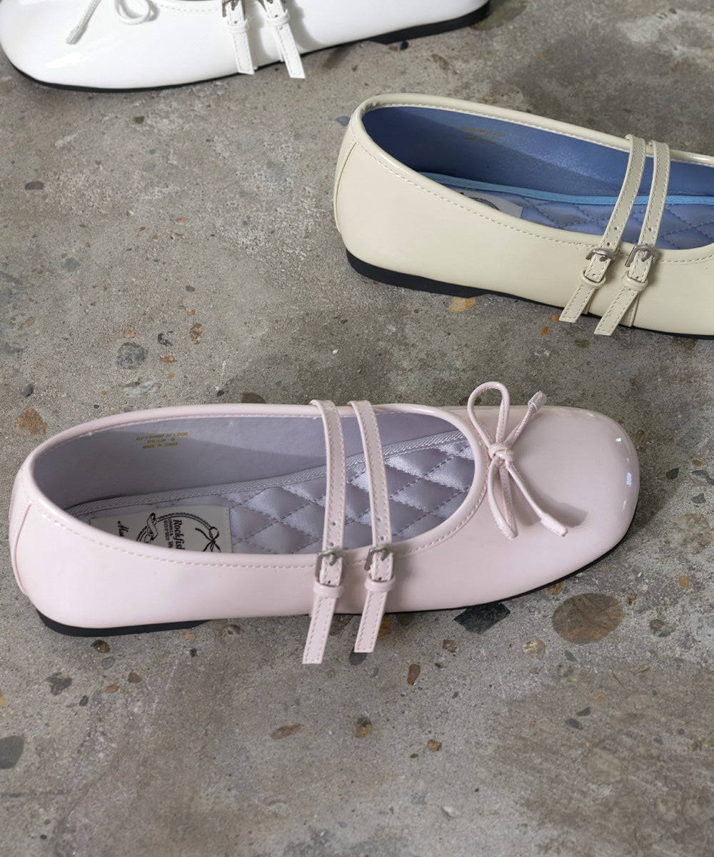Rockfish Weatherwear Square Toe Two Strap Maryjanes Pink styled on concrete