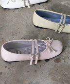 Rockfish Weatherwear Square Toe Two Strap Maryjanes Pink styled on concrete