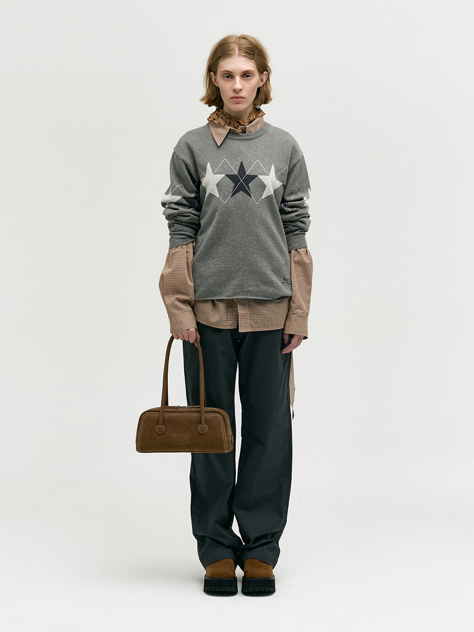 MARGESHERWOOD Soft Boston Ew Baguette Bag - Chestnut Nubuck