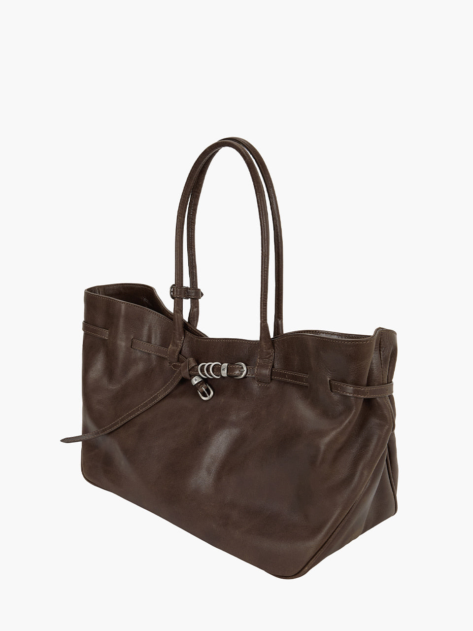 MARGESHERWOOD Grandma Used Bag Large - Washed Brown Pull-up Leather
