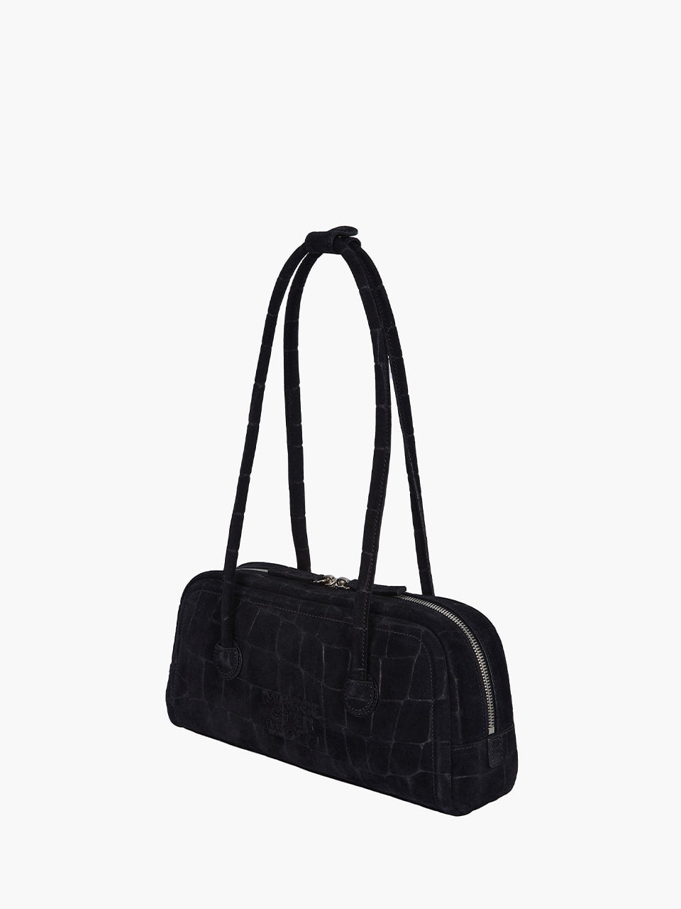 MARGESHERWOOD Soft Boston Ew Baguette Bag - Black Croc Suede