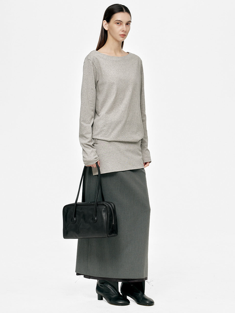 MARGESHERWOOD Soft Boston Bag - Black Leather