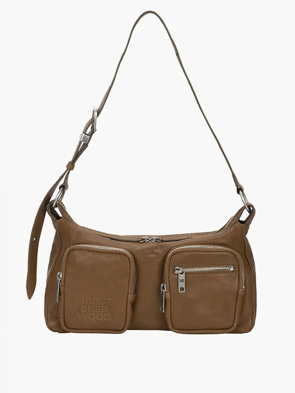 MARGESHERWOOD Outpocket Hobo Shoulder Bag Vintage Camel Washed Nappa strap