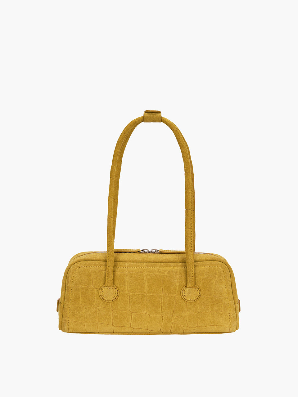 MARGESHERWOOD Soft Boston Ew Baguette Bag - Mustard Croc Suede