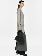 MARGESHERWOOD Soft Boston Ew Baguette Bag - Black Croc Suede