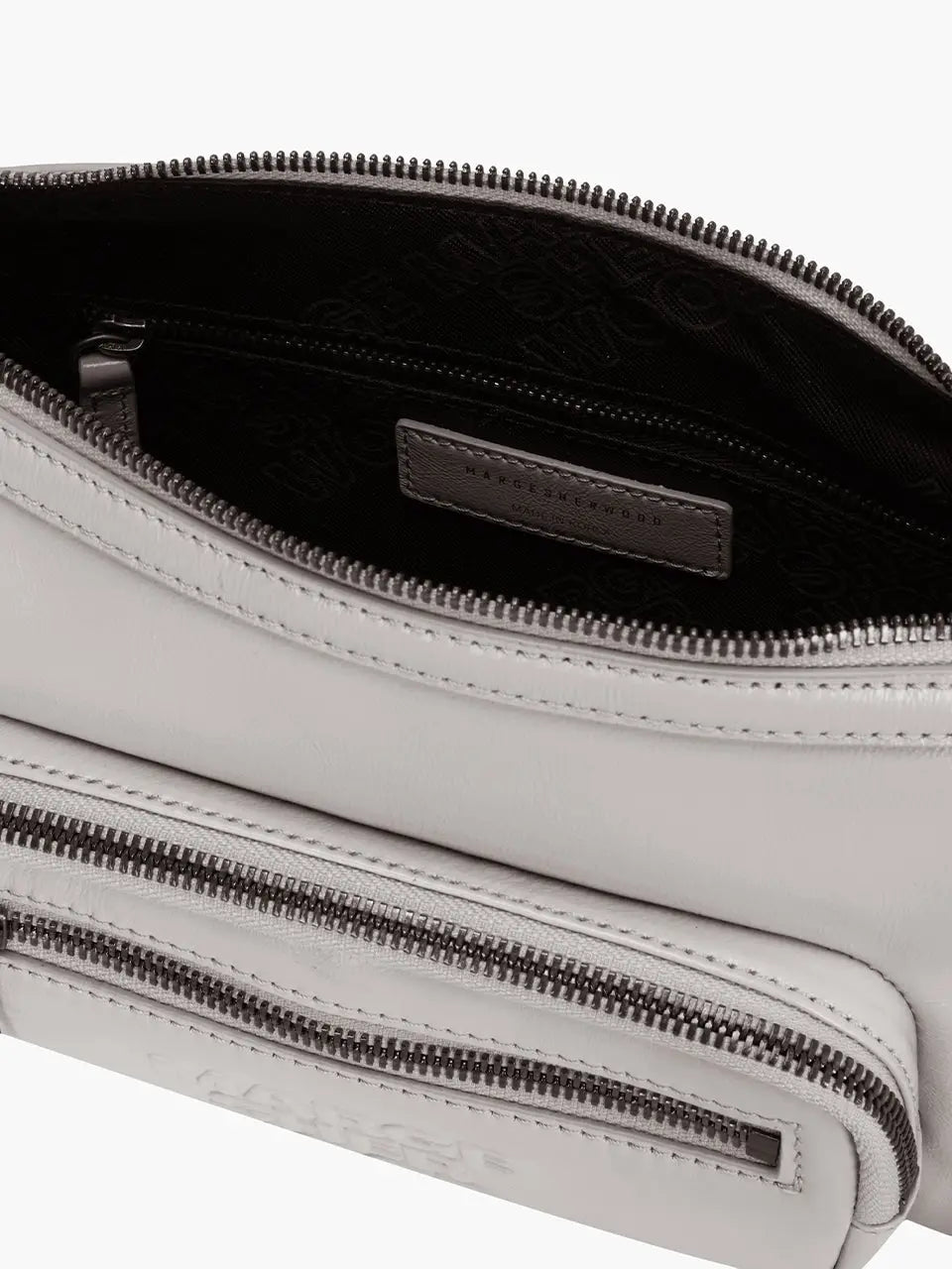 Marge Sherwood Outpocket Hobo Mini in light grey glossy plain, view 9