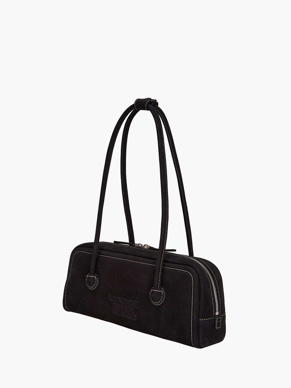 MARGESHERWOOD Soft Boston Ew Baguette Bag - Black Nubuck