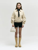 MARGESHERWOOD Soft Tote Mini Bag in Cream Plain leather