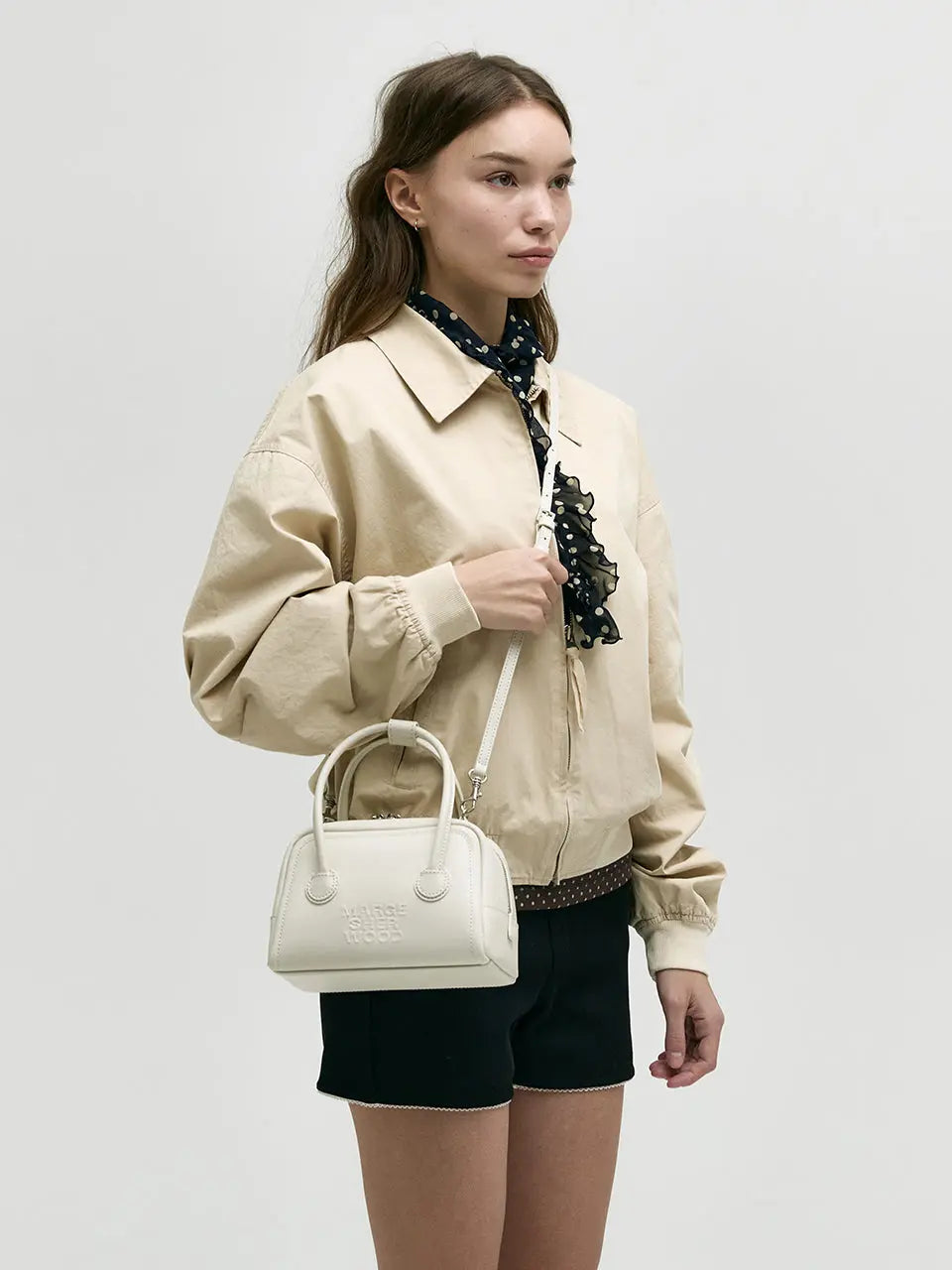 MARGESHERWOOD Soft Tote Mini Bag in Cream Plain leather