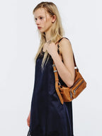 Marge Sherwood Outpocket Hobo Mini in saddle brown pull-up, view 2