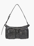 MARGESHERWOOD Outpocket Hobo Shoulder Bag White+Grey Two-Tone Cracked front