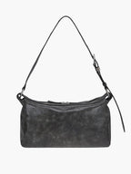 MARGESHERWOOD Outpocket Hobo Shoulder Bag White+Grey Two-Tone Cracked detail