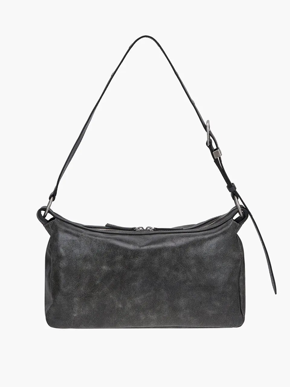 MARGESHERWOOD Outpocket Hobo Shoulder Bag White+Grey Two-Tone Cracked detail