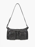 MARGESHERWOOD Outpocket Hobo Shoulder Bag White+Grey Two-Tone Cracked interior