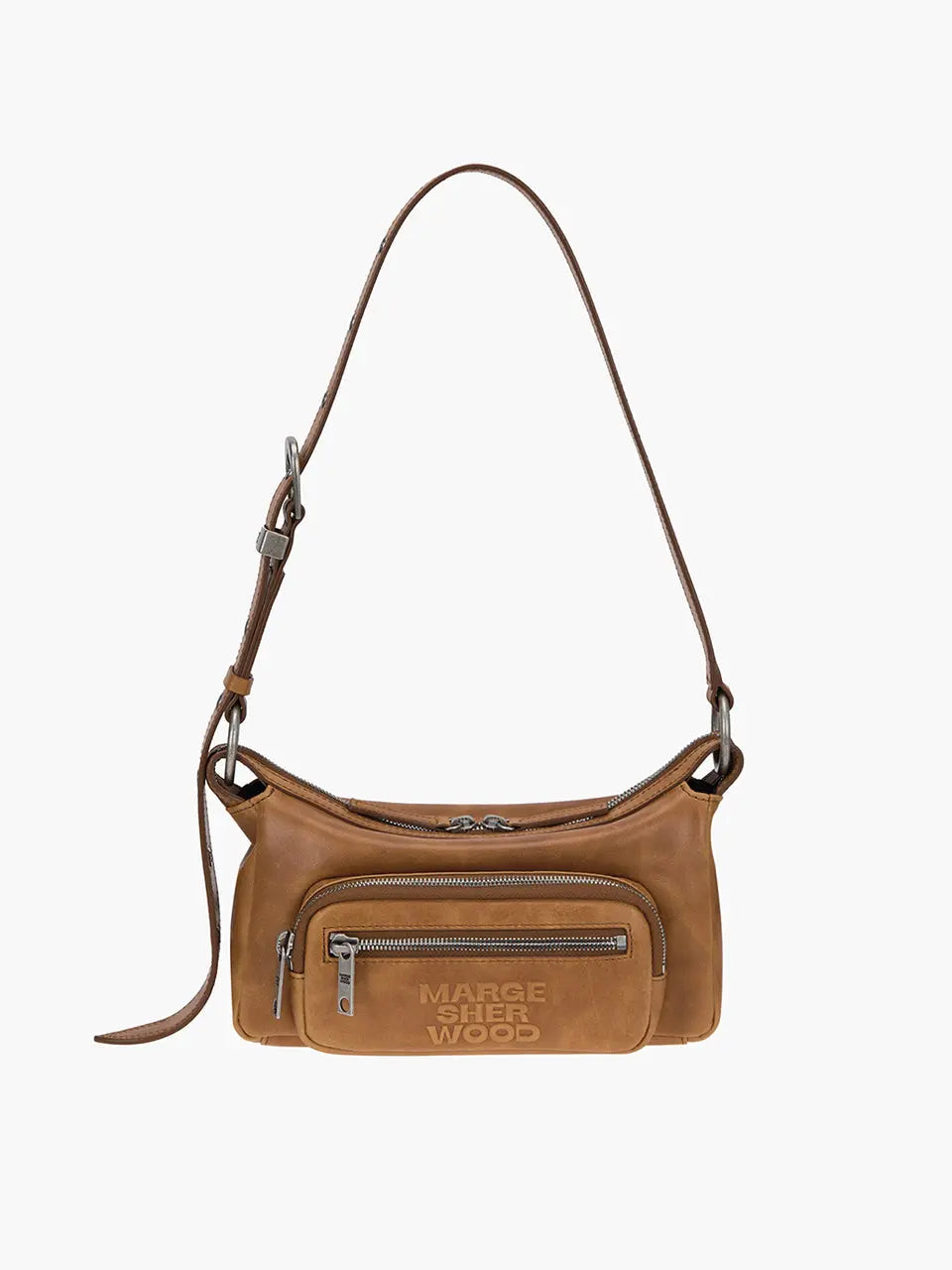 Marge Sherwood Outpocket Hobo Mini in saddle brown pull-up, view 4