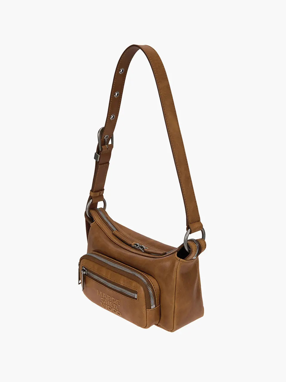Marge Sherwood Outpocket Hobo Mini in saddle brown pull-up, view 6