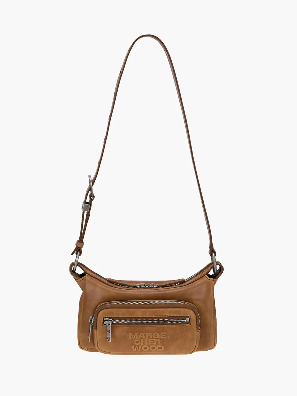 Marge Sherwood Outpocket Hobo Mini in saddle brown pull-up, view 7