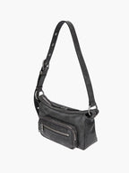 Marge Sherwood Outpocket Hobo Mini in white & grey two-tone cracked, view 3