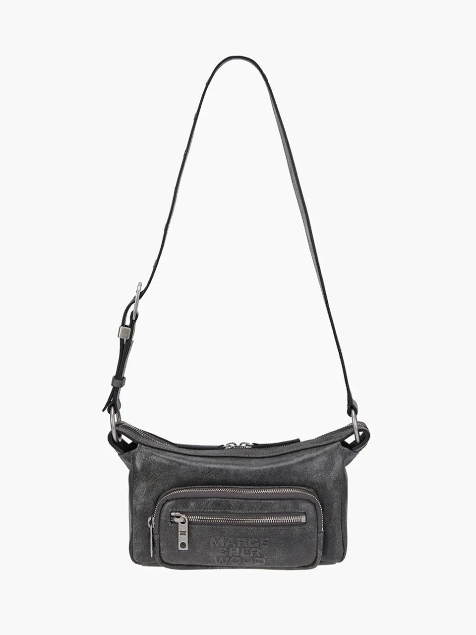 Marge Sherwood Outpocket Hobo Mini in white & grey two-tone cracked, view 4