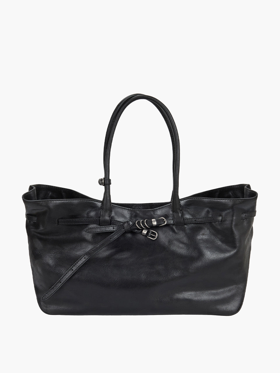 MARGESHERWOOD Grandma Used Bag Large - Black Pull-up Leather