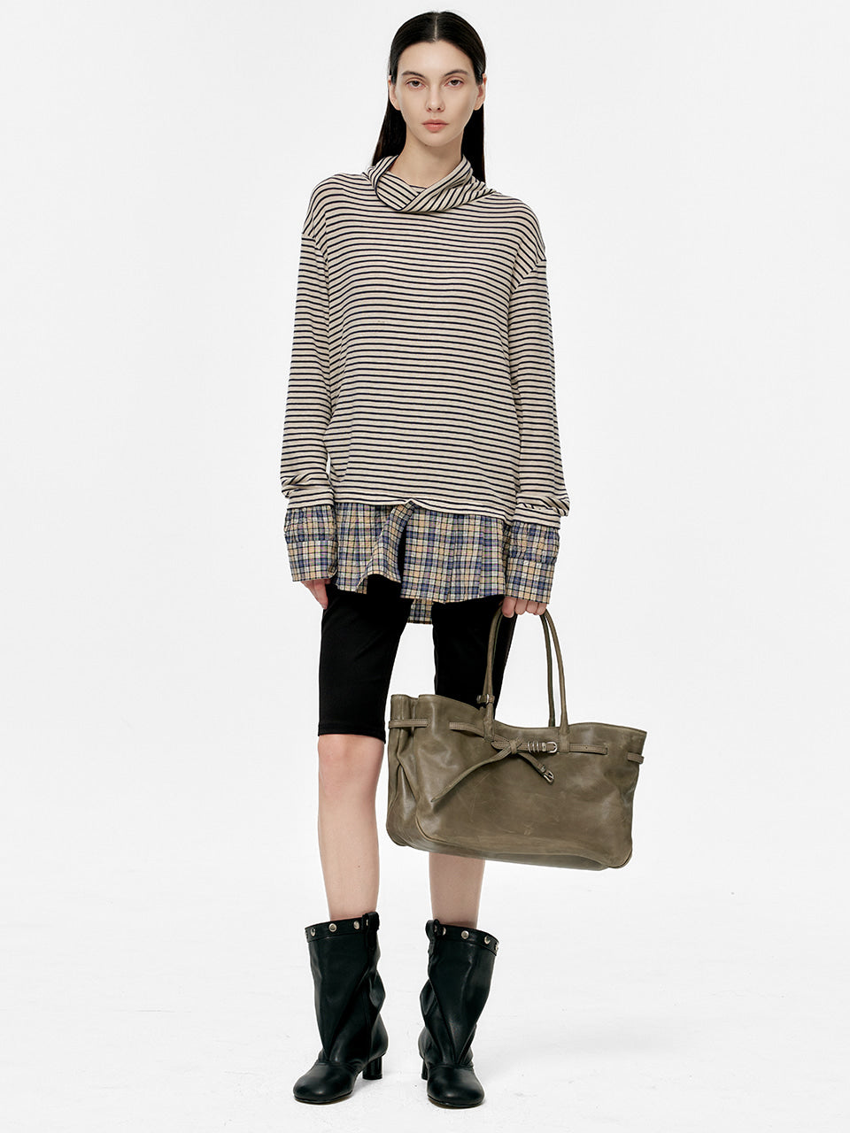 MARGESHERWOOD Grandma Used Bag Large - Etoffe Pull-up Leather