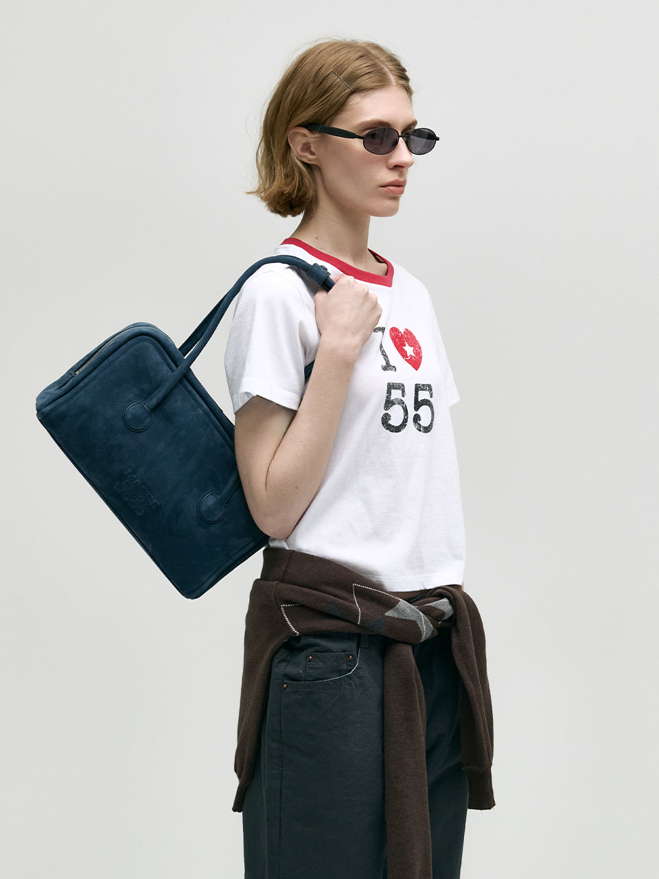 MARGESHERWOOD Soft Boston Bag - Indigo Nubuck