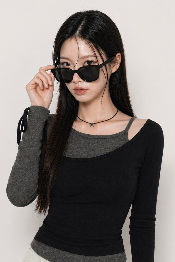 RECLOW WIRWIR Foldable Sunglasses Black worn