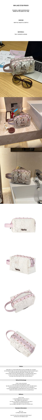 Hieta Mia Lace Stud Pouch White styled shots