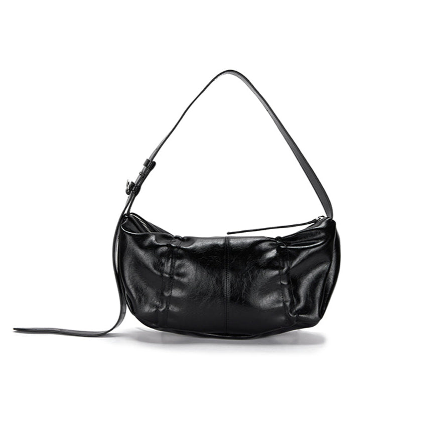 MATIN KIM Half Shirring Ribbon Round Bag - Black