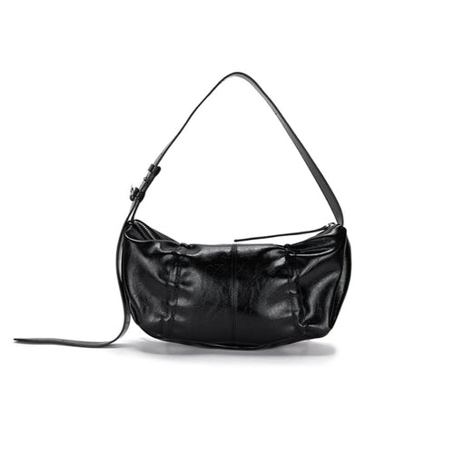 MATIN KIM Half Shirring Ribbon Round Bag - Black