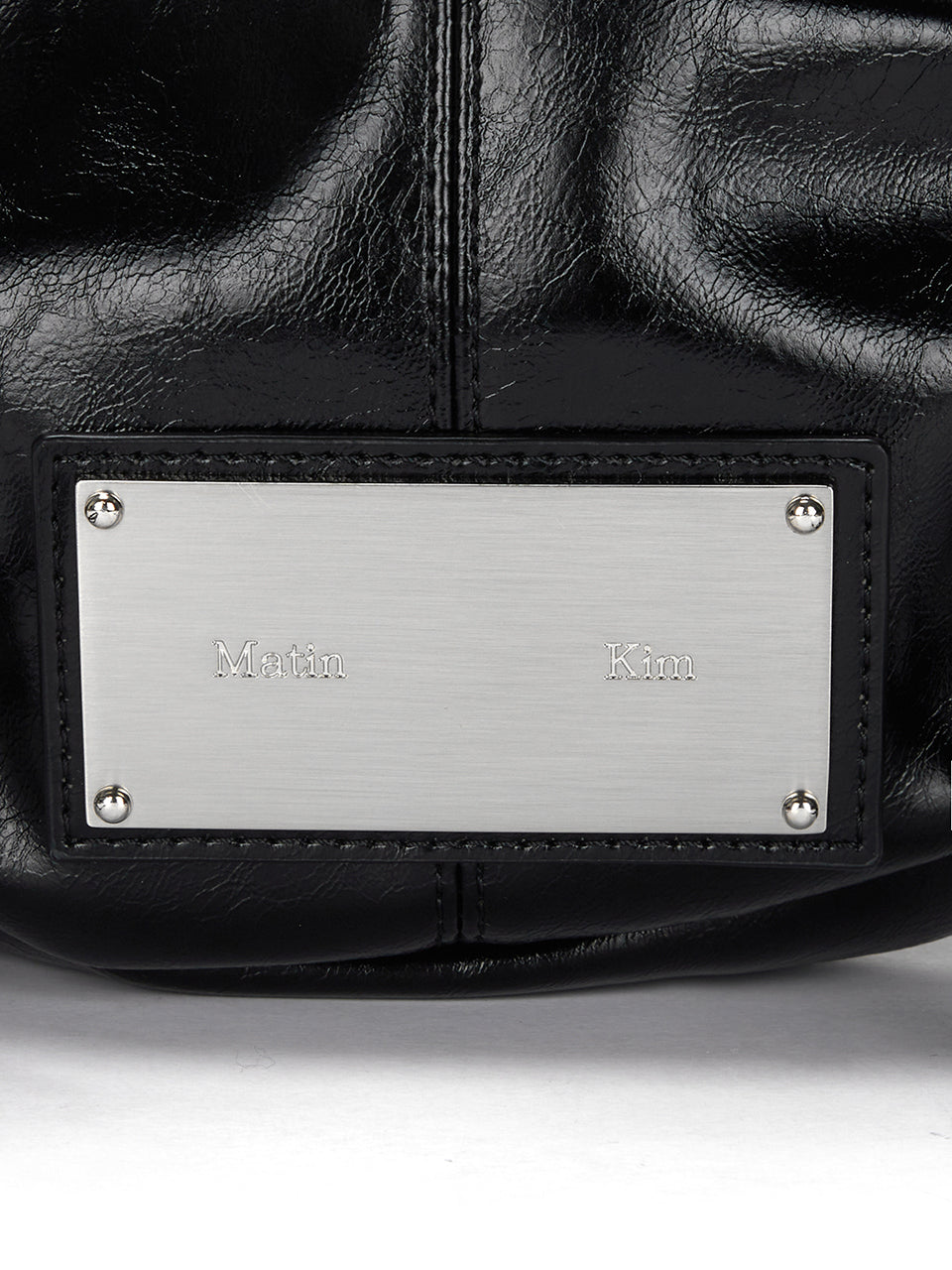 MATIN KIM Half Shirring Ribbon Round Bag - Black