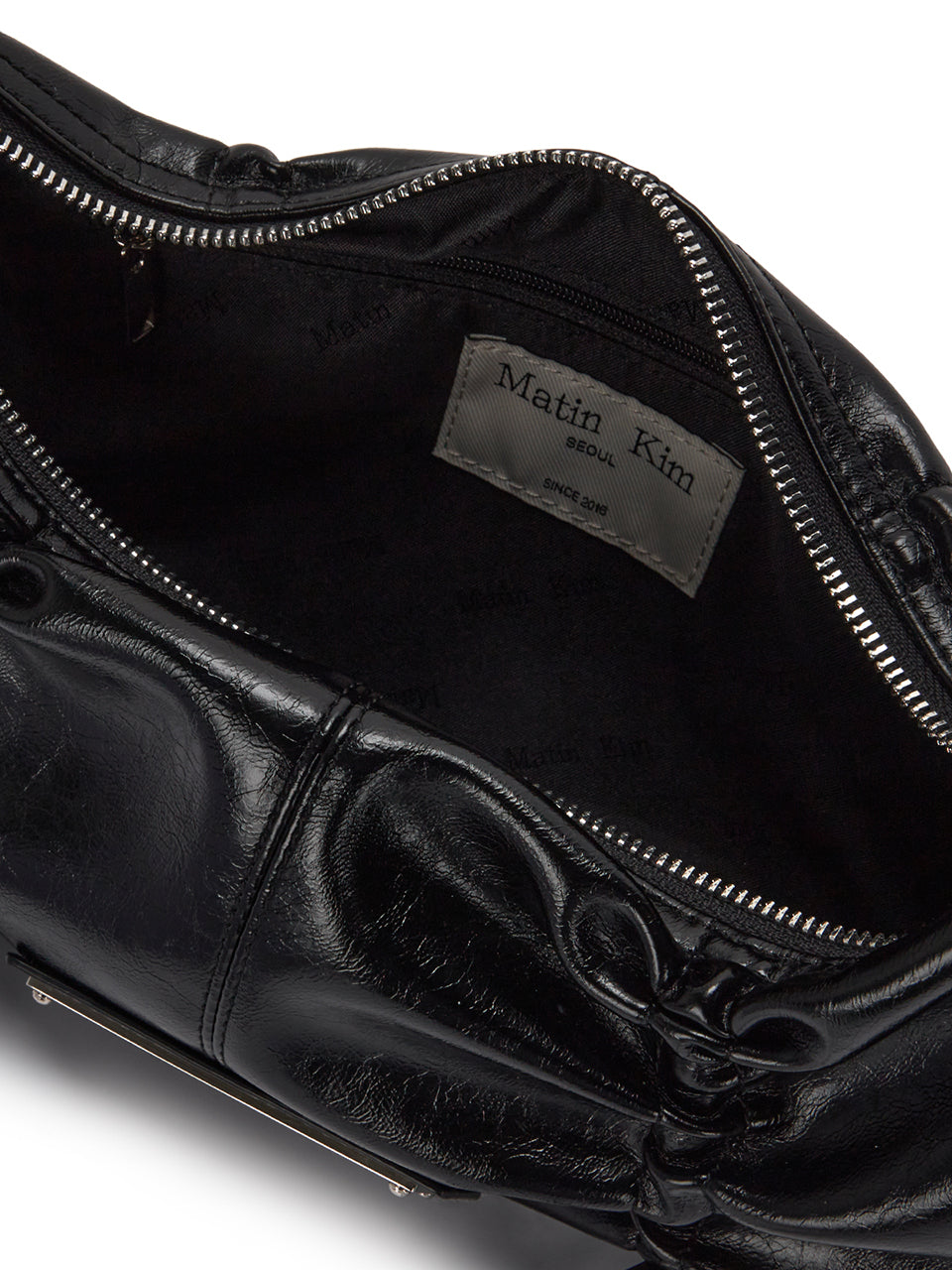 MATIN KIM Half Shirring Ribbon Round Bag - Black