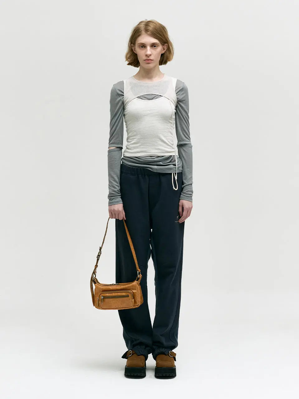Marge Sherwood Outpocket Hobo Mini in soft camel pull-up crinkle, view 3