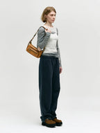 Marge Sherwood Outpocket Hobo Mini in soft camel pull-up crinkle, view 4