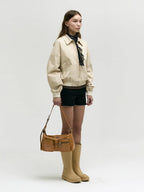 MARGESHERWOOD Outpocket Hobo Shoulder Bag Soft Camel Pull-Up Crinkle detail