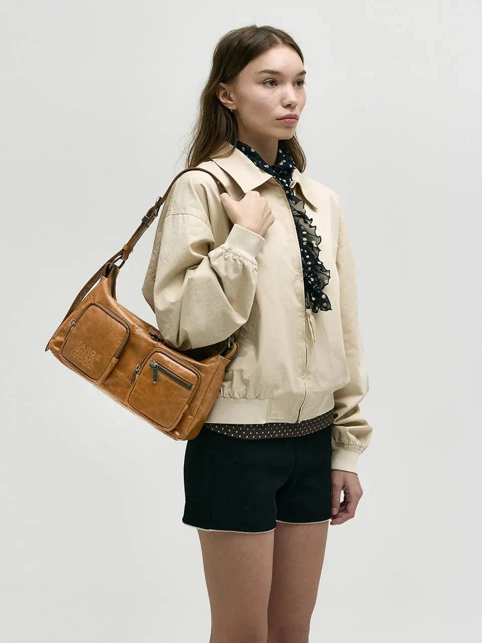 MARGESHERWOOD Outpocket Hobo Shoulder Bag Soft Camel Pull-Up Crinkle strap